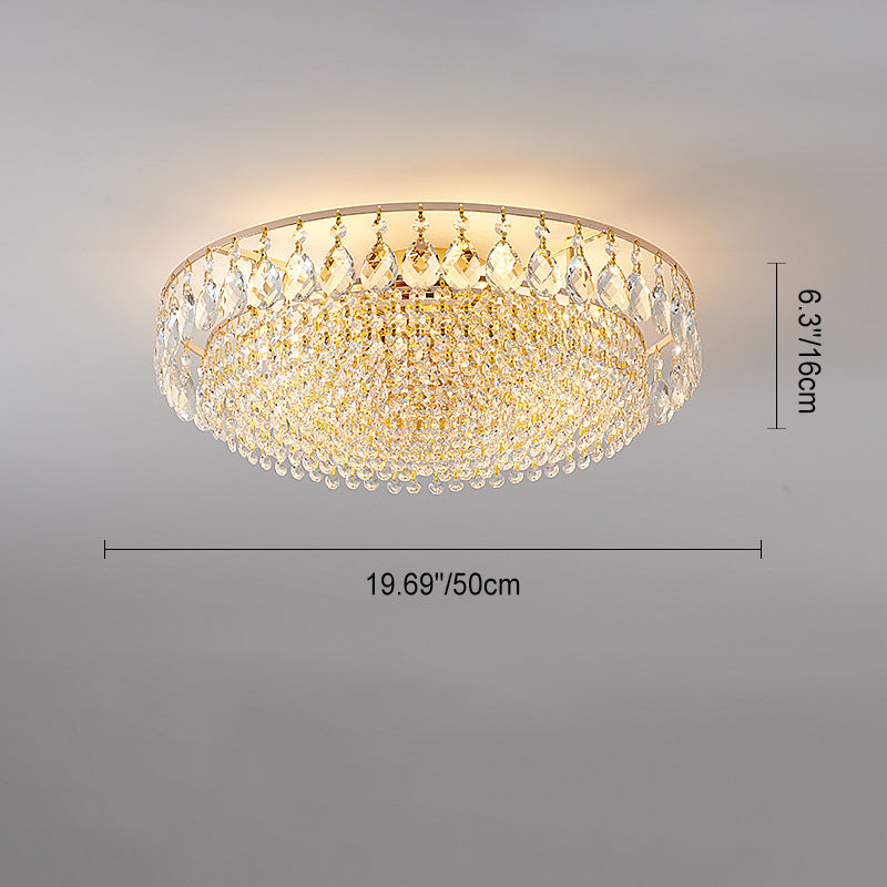 Modern Luxury Circle Iron Crystal 4/6/8/10 Light Flush Mount Ceiling Light For Living Room