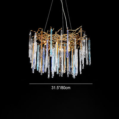 Contemporary Luxury Crystal Branch Glass Aluminum Iron 6/8/10 Light Chandelier For Bedroom