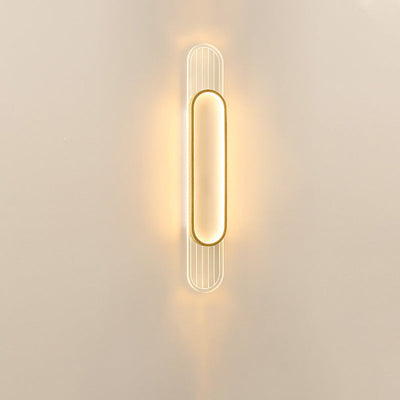 Modern Simplicity Imitation Wood Grain Edging Acrylic Grille Ellipse Shade LED Wall Sconce Lamp For Living Room