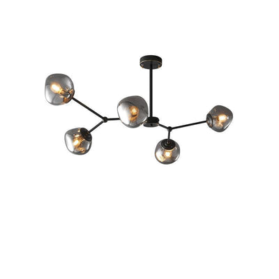 Contemporary Creative Lava Orb All Copper Glass 3/5/8 Light Chandelier For Living Room