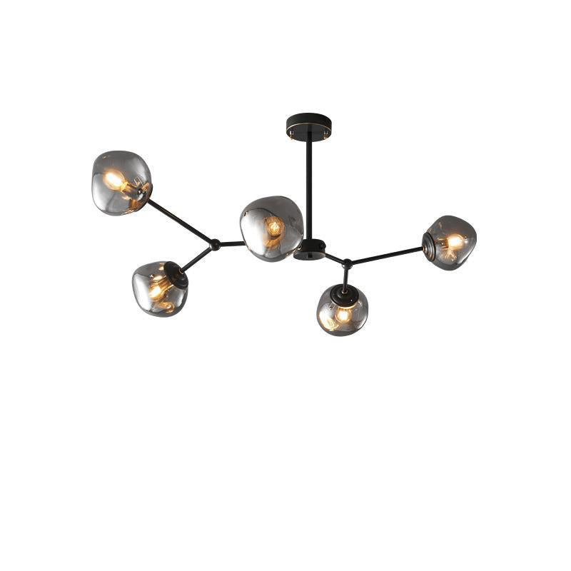 Contemporary Creative Lava Orb All Copper Glass 3/5/8 Light Chandelier For Living Room