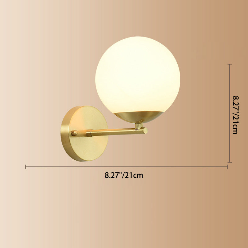 Modern Minimalist Round Ball Copper Glass 1-Light Wall Sconce Lamp For Living Room