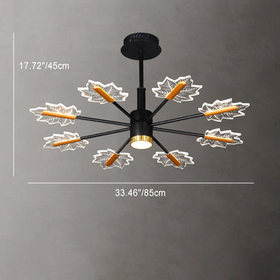 Modern Minimalist Branch Maple Leaf Iron Acrylic LED Chandelier For Living Room