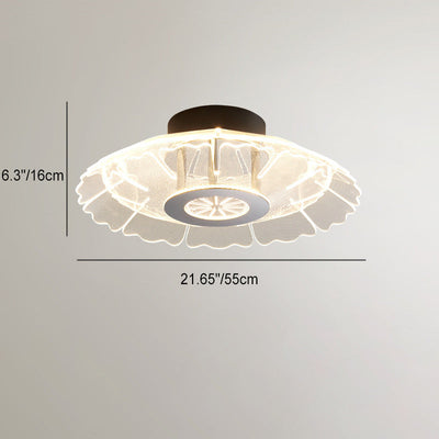 Modern Luxury Iron Stainless Steel Acrylic Flower Round LED Semi-Flush Mount Ceiling Light For Bedroom