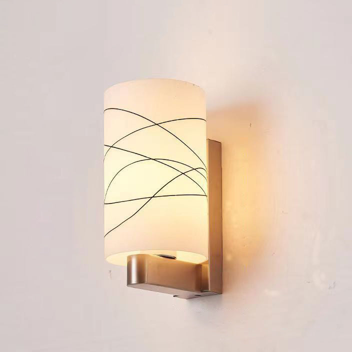 Modern Minimalist Iron Glass Cylinder 1-Light Wall Sconce Lamp For Hallway