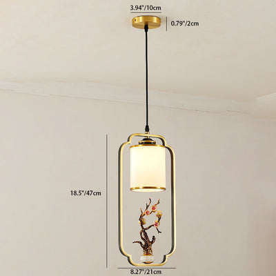 Contemporary Luxury Zinc Alloy Enamel Cylindrical Shade 1-Light Pendant Light For Living Room