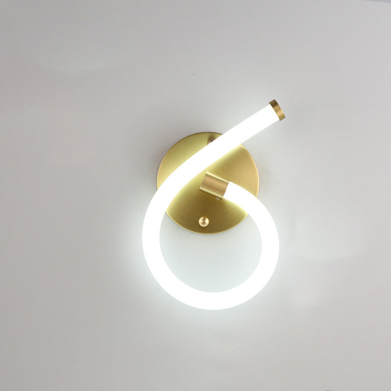 Contemporary Creative Brass Acrylic Round Oval Figure Six Eight Letter LED Wall Sconce Lamp For Hallway