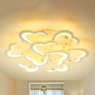 Modern Minimalist Petal Hardware Acrylic Crystal LED Semi-Flush Mount Ceiling Light For Living Room