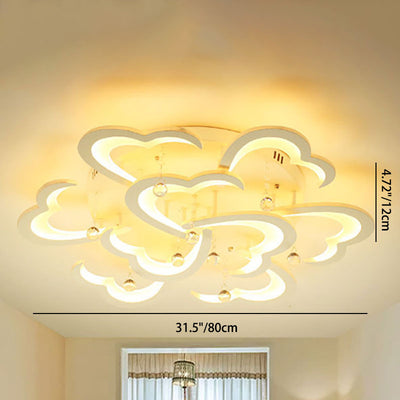 Modern Minimalist Petal Hardware Acrylic Crystal LED Semi-Flush Mount Ceiling Light For Living Room