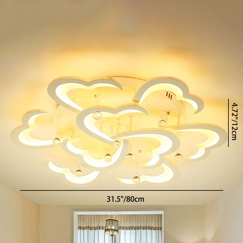 Modern Minimalist Petal Hardware Acrylic Crystal LED Semi-Flush Mount Ceiling Light For Living Room