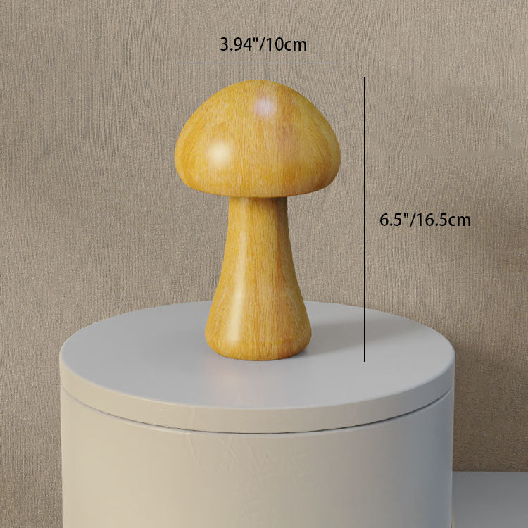 Contemporary Creative Mushroom Rubberwood Beechwood LED Table Lamp For Bedroom