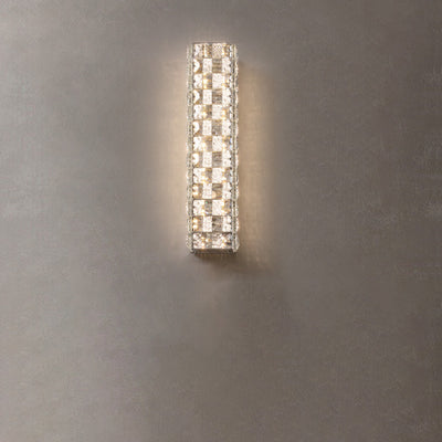 Modern Luxury Rectangle Stainless Steel Crystal LED Wall Sconce Lamp For Bedroom