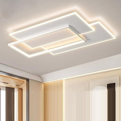 Modern Minimalist Square Rectangular Wavy Acrylic Iron LED Flush Mount Ceiling Light For Bedroom