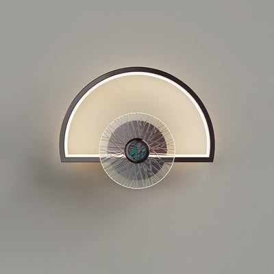 Contemporary Creative Geometric Semi-circle Acrylic Hardware LED Wall Sconce Lamp For Bedroom