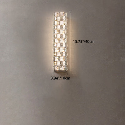 Modern Luxury Rectangle Stainless Steel Crystal LED Wall Sconce Lamp For Bedroom