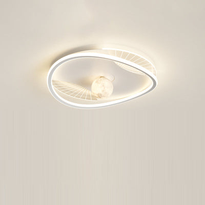 Modern Minimalist Circular Ring Iron Acrylic Aluminum LED Flush Mount Ceiling Light For Bedroom