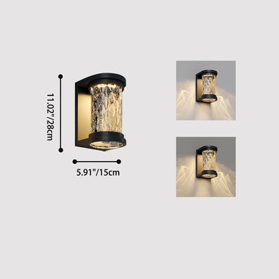 Modern Luxury Waterproof Solar Stainless Steel Glass Cylinder LED Wall Sconce Lamp For Outdoor Patio