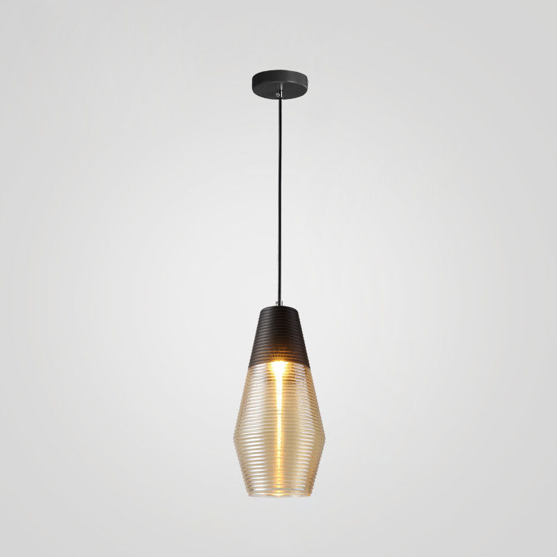 Contemporary Scandinavian Cylinder Oval Iron Glass 1-Light Pendant Light For Living Room