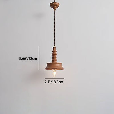 Traditional Japanese Cone Copper Solid Wood 1-Light Pendant Light For Bedroom