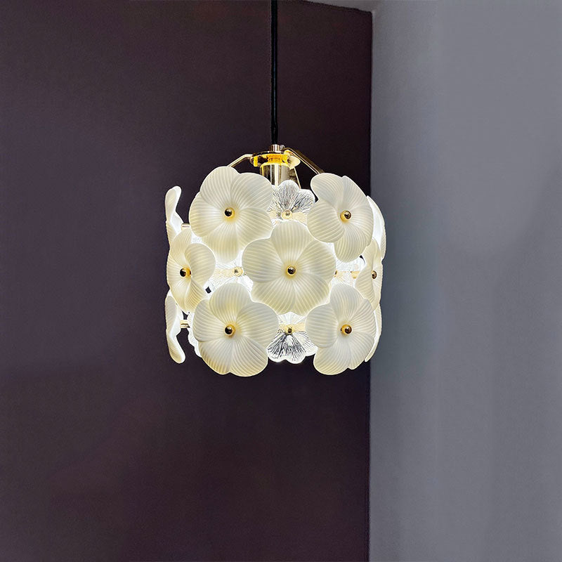 Modern Luxury Flower Copper Crystal 1-Light Pendant Light For Bedroom