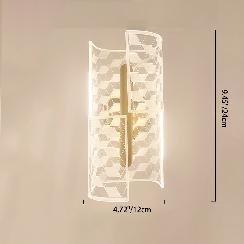 Modern Luxury Iron Acrylic Skeletonized Column Cut Lozenge Line LED Wall Sconce Lamp For Hallway