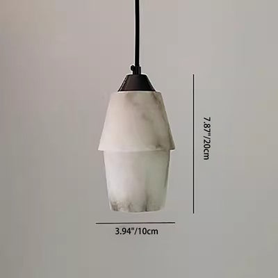 Modern Minimalist Cylinder Copper Marble 1-Light Pendant Light For Bedroom