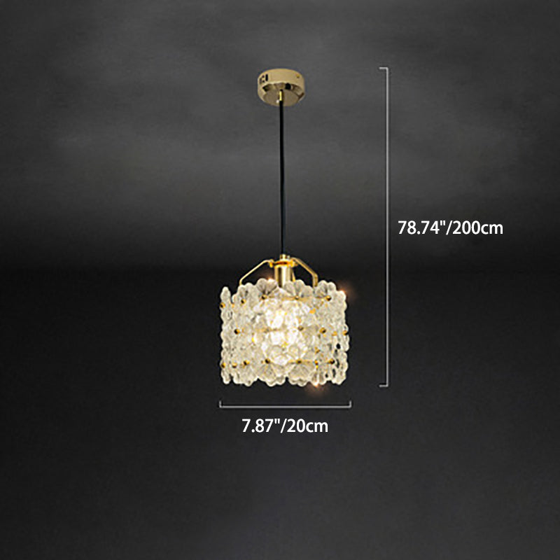 Traditional French Flower Petal Round Crystal Hardware 1-Light Pendant Light For Bedroom