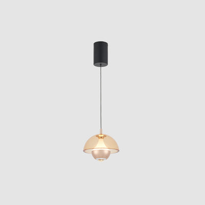 Modern Simplicity Hemisphere Liftable Aluminium Acrylic LED Pendant Light For Dining Room