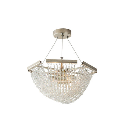 Contemporary Luxury Mesh Shade Iron Crystal 2/6 Light Chandelier For Living Room