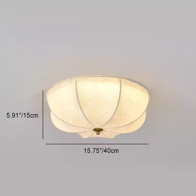 Traditional French Iron Fabric Round 3/4/5 Light Flush Mount Ceiling Light For Bedroom