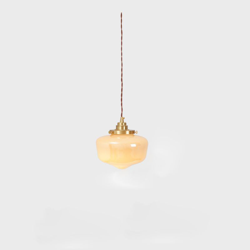 Contemporary Nordic Brass Glass 1-Light Pendant Light For Living Room