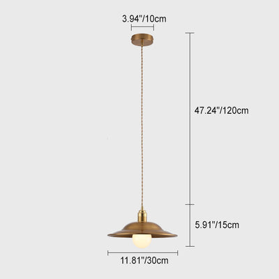 Contemporary Nordic Copper Hat Shade 1-Light Pendant Light For Living Room