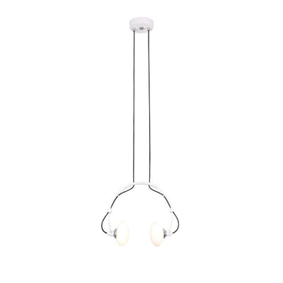 Contemporary Creative Headphone Iron Glass Shade 2-Light Chandelier For Living Room