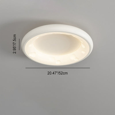 Modern Minimalist Cheese Cream Acrylic Iron LED Flush Mount Ceiling Light For Bedroom