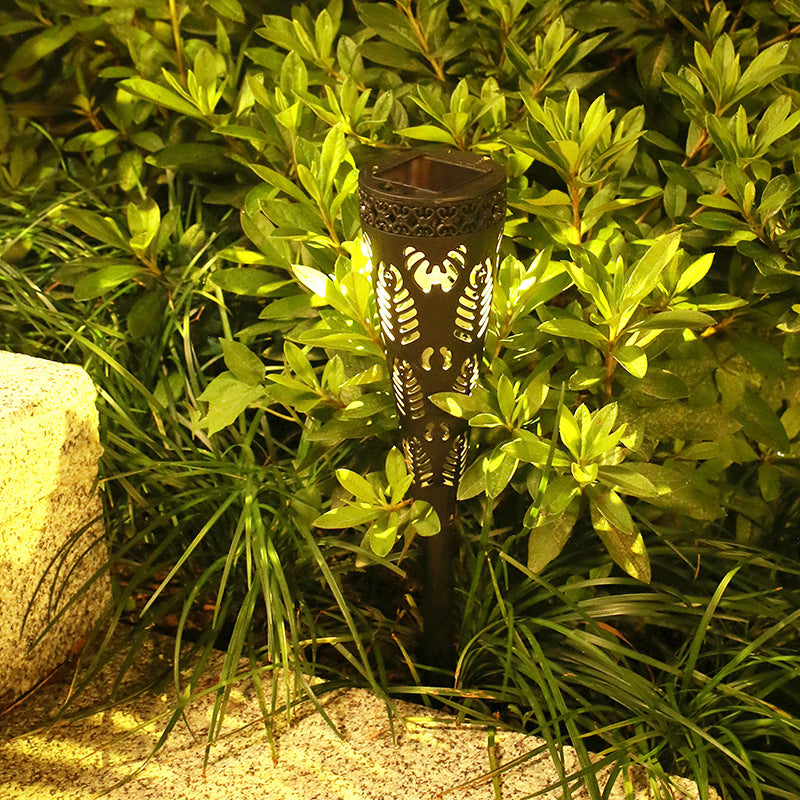 Modern Simplicity Solar Waterproof ABS Conic Hollowed Flower LED Landscape Lighting Outdoor Light For Garden