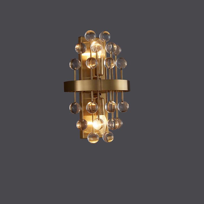 Modern Luxury Gold Finish Frame Colorful Crystal Stone 2-Light Wall Sconce Lamp For Living Room