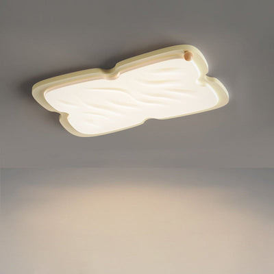 Modern Nordic Cream Biscuit PVC Shade Hardware LED Flush Mount Ceiling Light For Bedroom