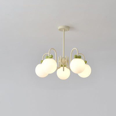 Modern Minimalist Cream Bow Round Ball Hardware Glass 4/5/6/8 Light Chandelier For Living Room