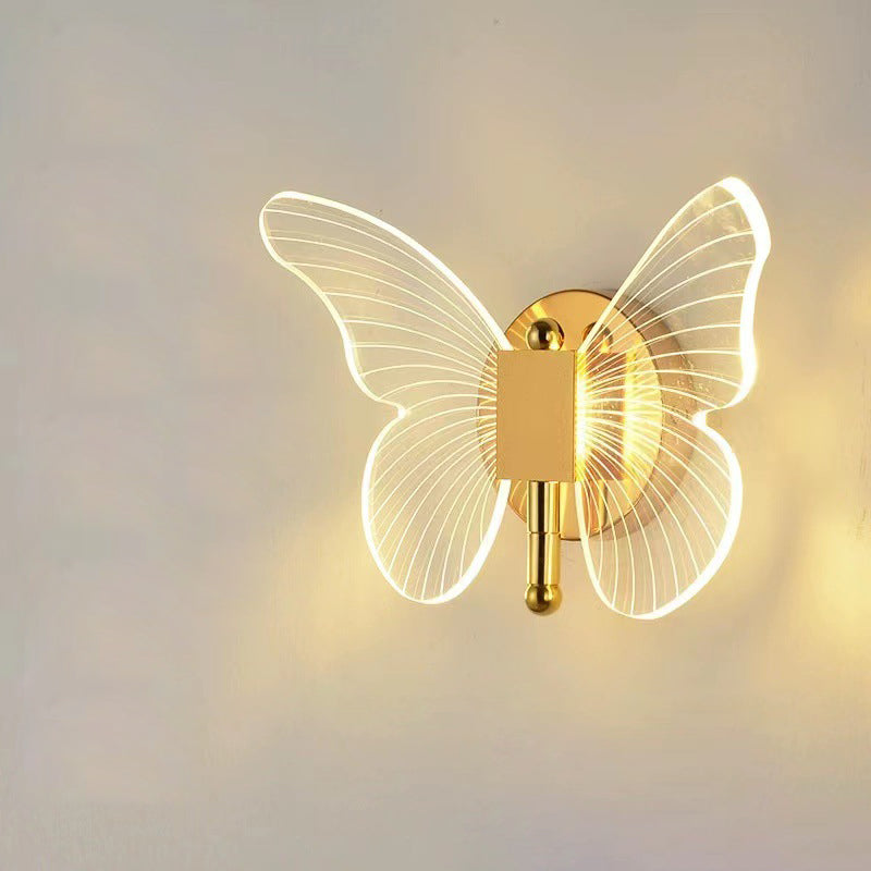 Modern Minimalist Butterfly Metal Acrylic LED Wall Sconce Lamp For Bedroom