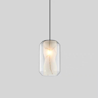 Contemporary Nordic Iron Glass Ball Cylinder 1-Light Pendant Light For Dining Room