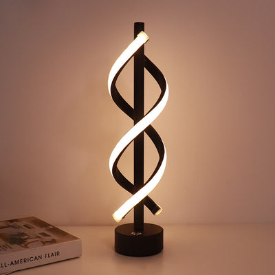 Contemporary Nordic Dual Spiral Wrapping Iron Strips LED Table Lamp For Bedroom