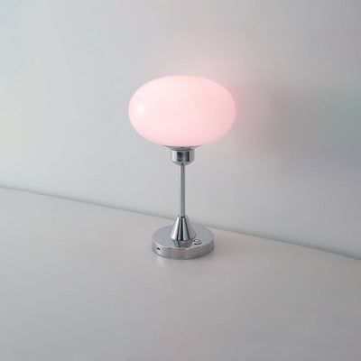 Modern Minimalist Round Ball Oval Disc Base Glass Iron 1-Light Table Lamp For Bedroom