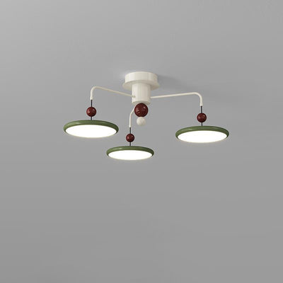 Contemporary Scandinavian Iron Frame Acrylic Flying Saucer LED Semi-Flush Mount Ceiling Light For Living Room