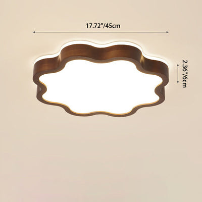 Contemporary Creative Plum Shaped Wooden Acrylic LED Flush Mount Ceiling Light For Bedroom