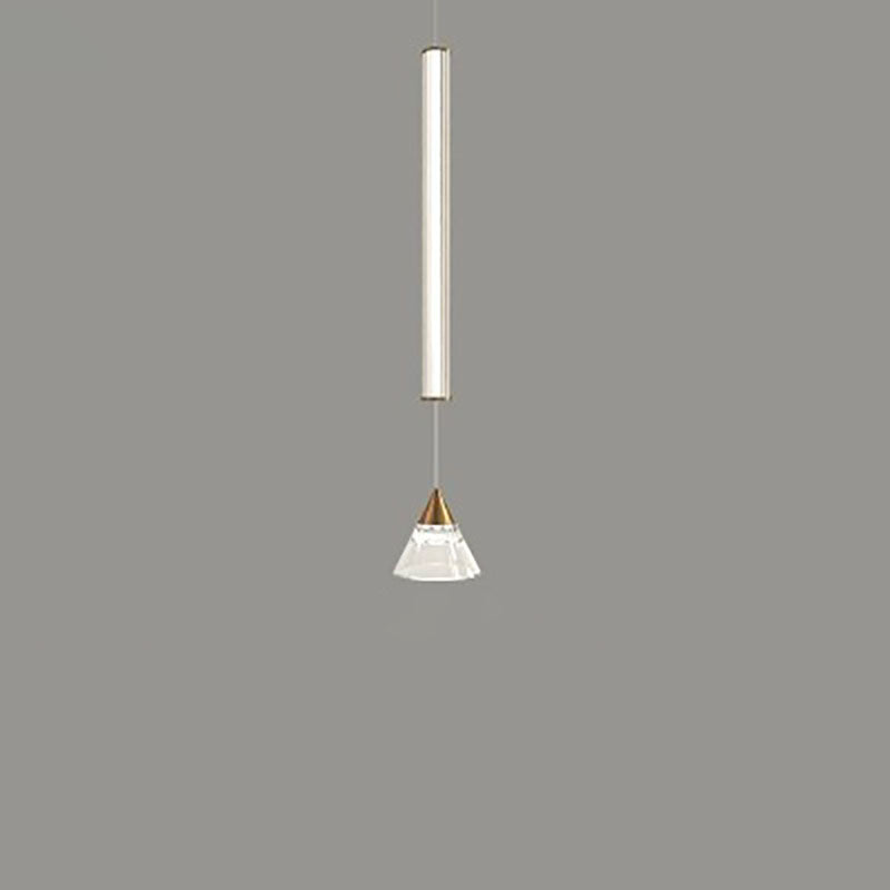 Modern Minimalist Straight Line Iron Glass LED Pendant Light For Living Room