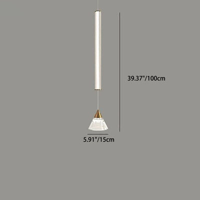 Modern Minimalist Straight Line Iron Glass LED Pendant Light For Living Room