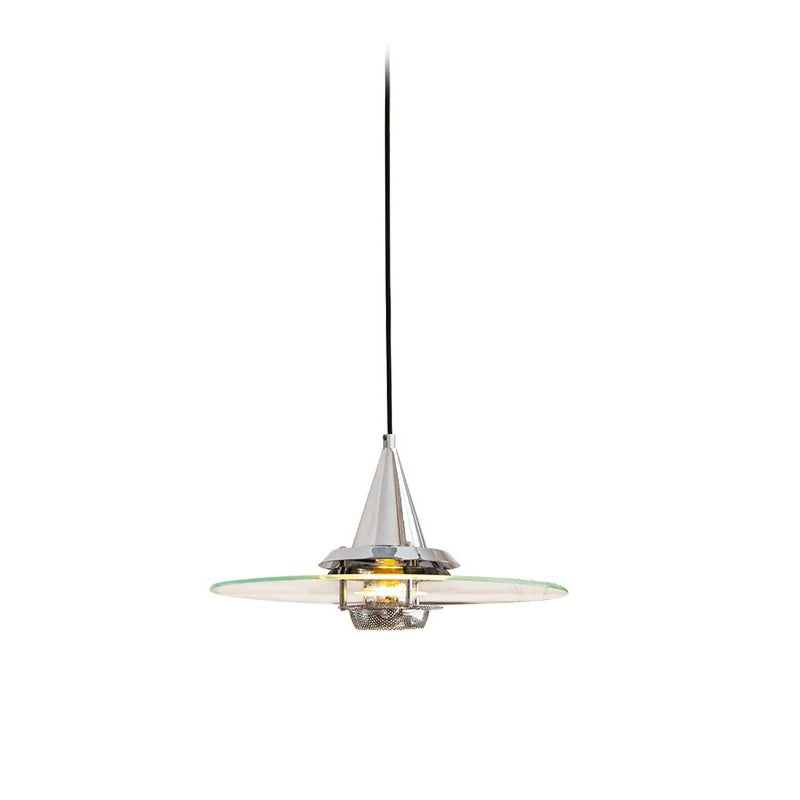 Contemporary Nordic Round Flying Saucer Cone Hardware Glass 1-Light Pendant Light For Living Room