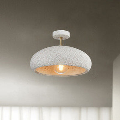 Modern Minimalist Oval Gypsum Iron 1-Light Semi-Flush Mount Ceiling Light