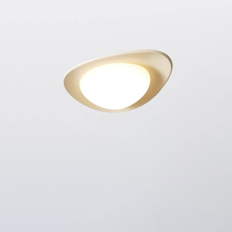 Modern Minimalist Cobblestone Elliptical Resin PE LED Flush Mount Ceiling Light For Bedroom