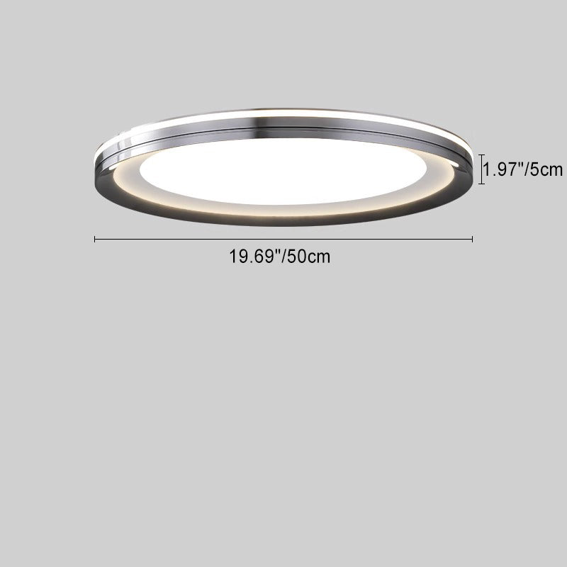 Modern Minimalist Round Aluminum Acrylic Shade LED Flush Mount Ceiling Light For Living Room